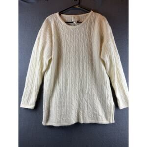Express Tricot Sweater Womens Medium Lambswool Cable Knit Angora Rabbit Hair